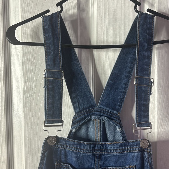 Distressed Denim Overall Shorts - Picture 7 of 12